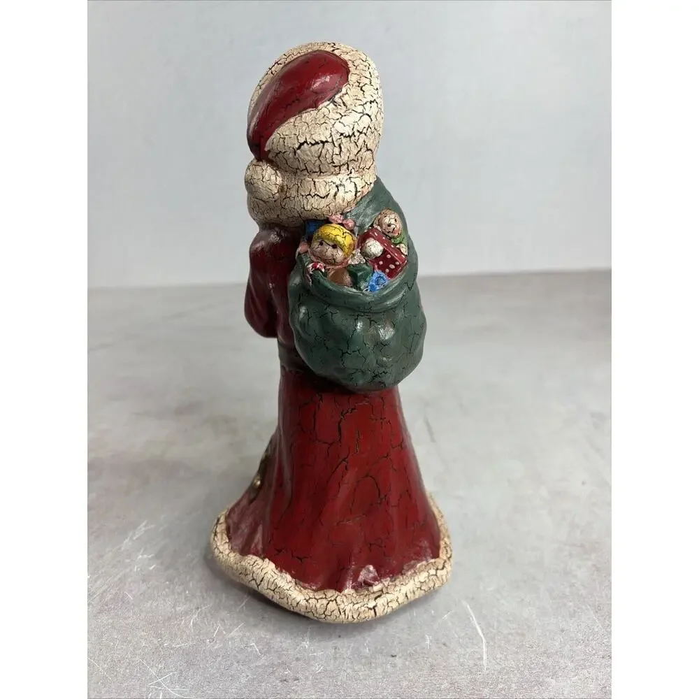 Vintage Old World Santa With Staff‎ And Toy bag Figurine Handmade Ceramic